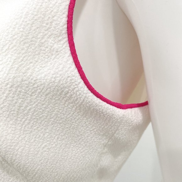 Black Halo Puma Sleeveless Sheath Dress Pebble Crepe White Sugar/Pink Size 8 - Picture 6 of 16